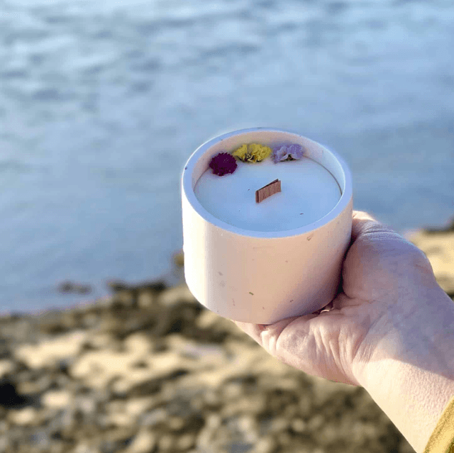 Bougie Fleurie - Belle-Île-en-Mer - Pot en Terrazzo - Petits Phares