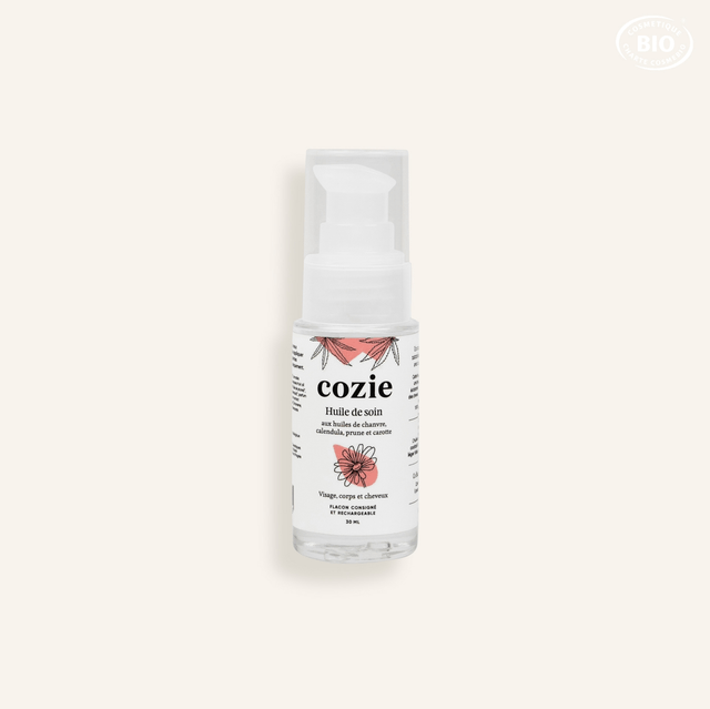 Huile de Soin Chanvre, Calendula, Prune et Carotte Cozie - 30ml