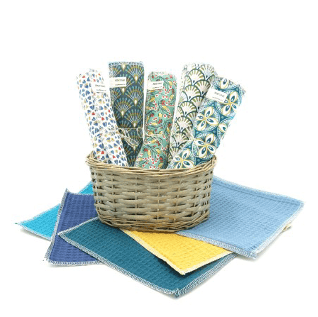 Essuie-tout Lavable Réutilisable Double Face en Tissu - 5 Feuilles
