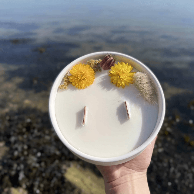 Bougie Fleurie - La Lumineuse - Pot en Terrazzo - Petits Phares