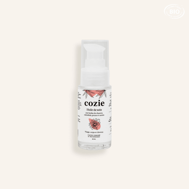 Huile de Soin Chanvre, Calendula, Prune et Carotte Cozie - 30ml